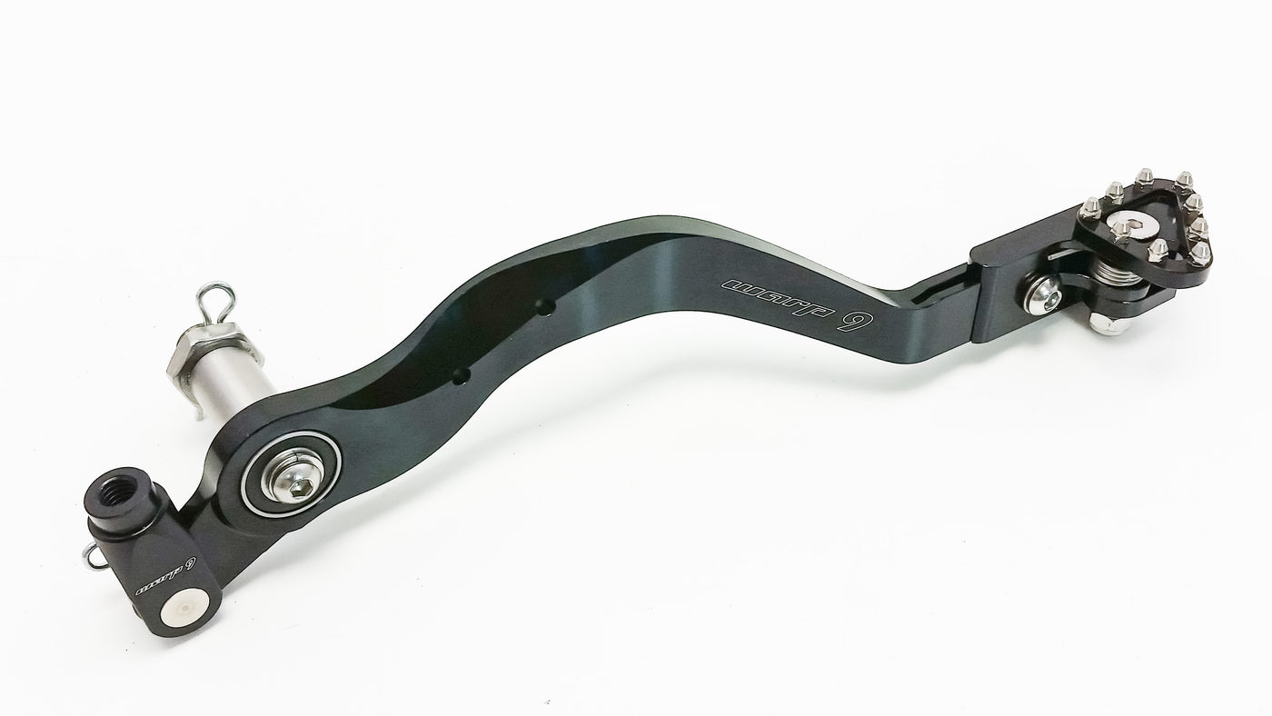 DR650 billet brake pedal for Suzuki DR650 — roller-bearing pivot, black arm