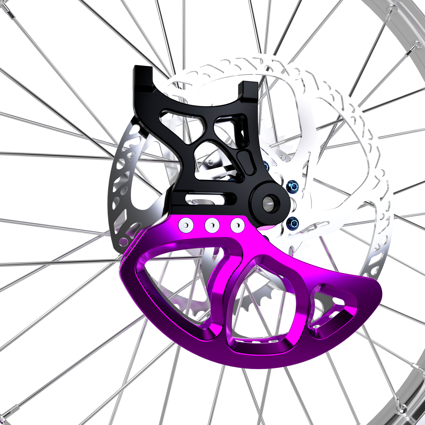 Prickly Disc Guard Fin for Surron — mounted on rear rotor