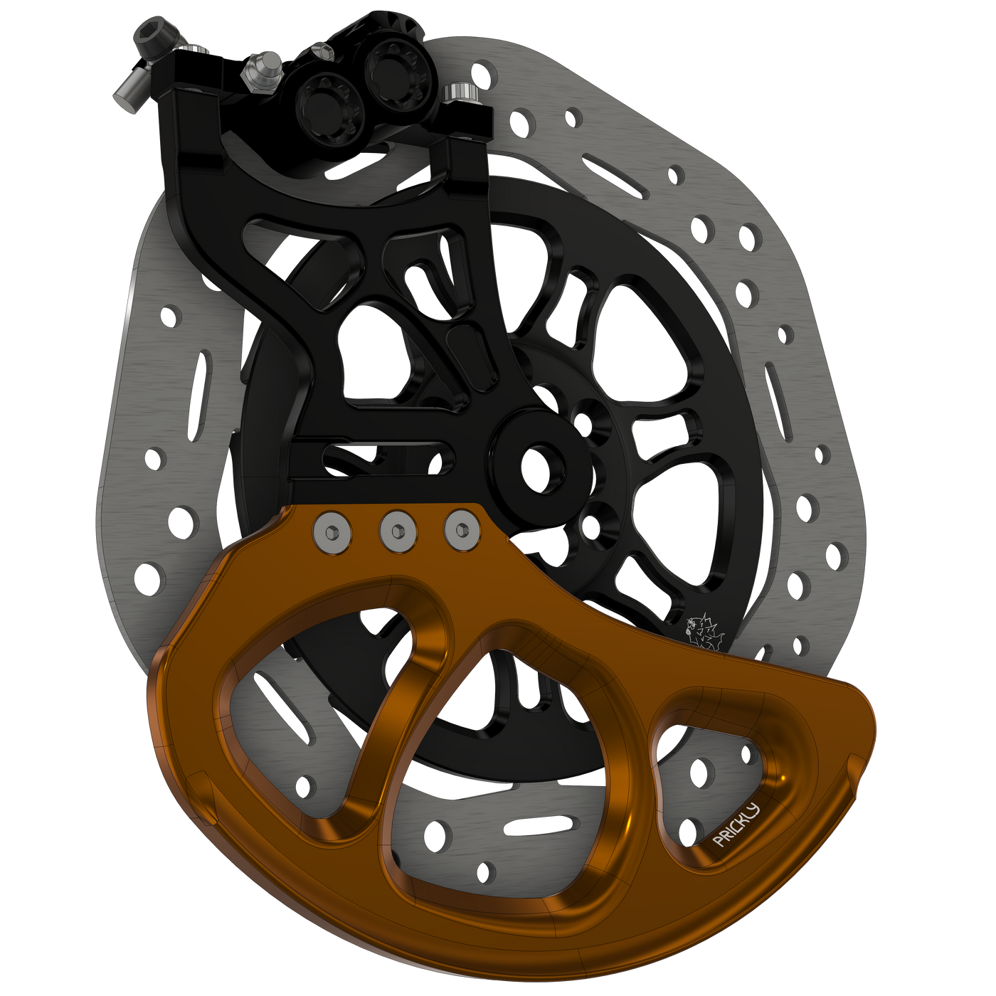 Prickly Disc Guard Fin for Surron — 250mm orange anodized
