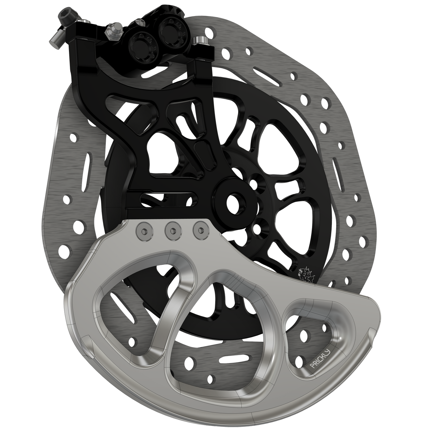 Prickly Disc Guard Fin for Surron — 250mm silver anodized