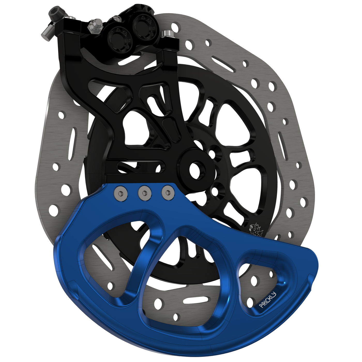 Prickly Disc Guard Fin for Surron — 250mm blue anodized