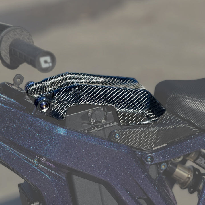 E-Ride Pro Carbon Fiber Battery Lid — carbon weave front view