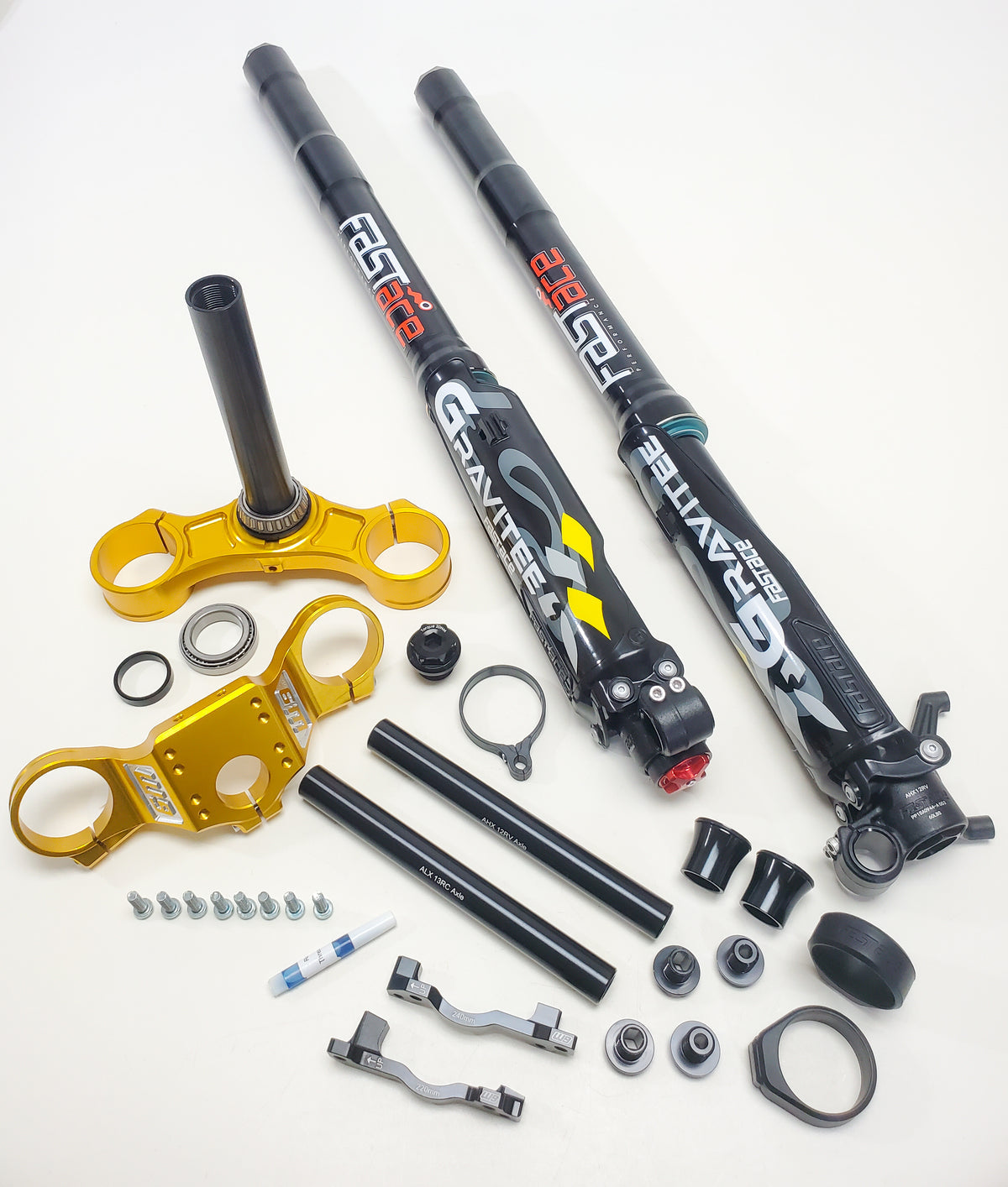 Warp 9 FastAce Suspension Bundle for Surron and Talaria — fork assembly view