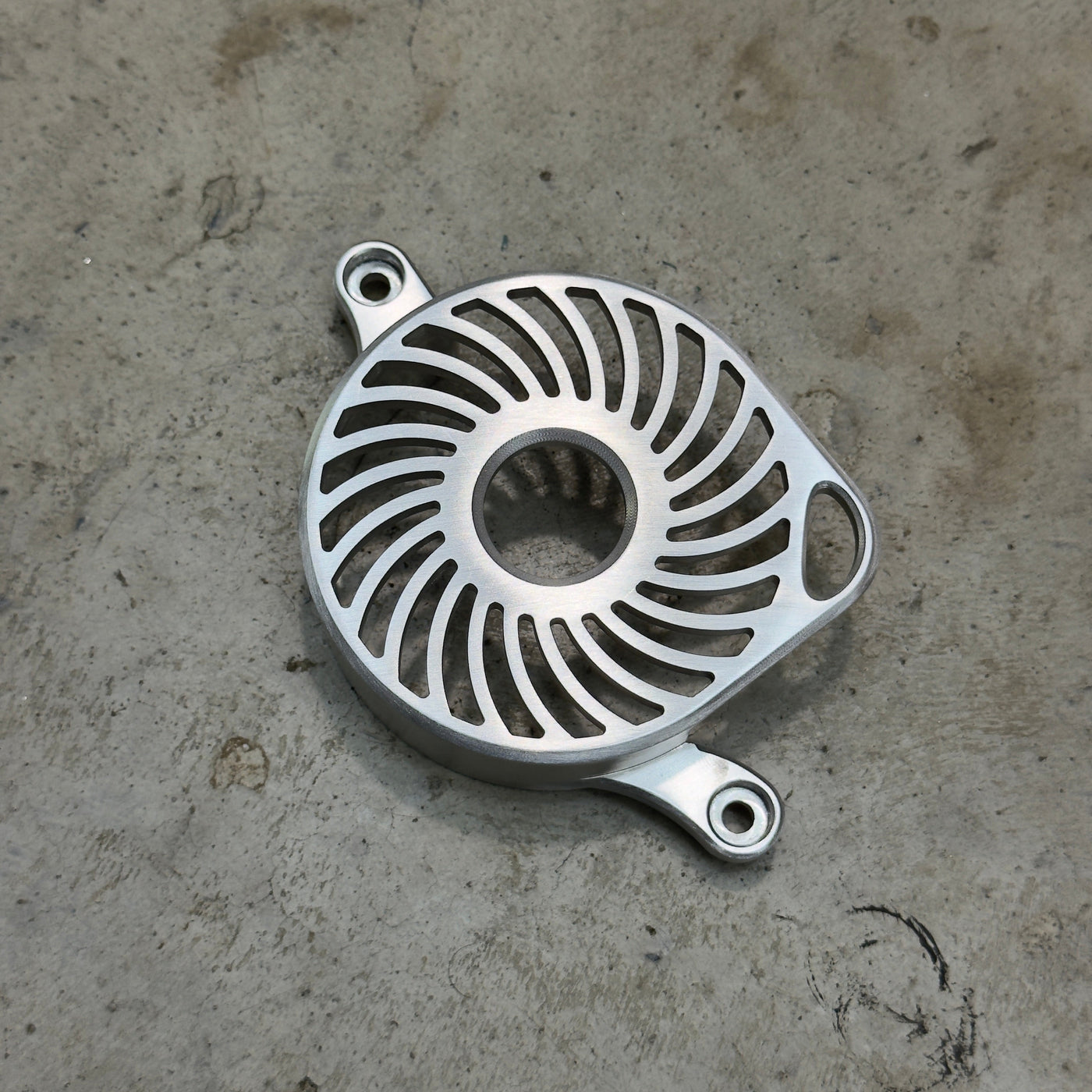 Surron LBX Aluminum Motor Cover — raw finish, radial fin pattern