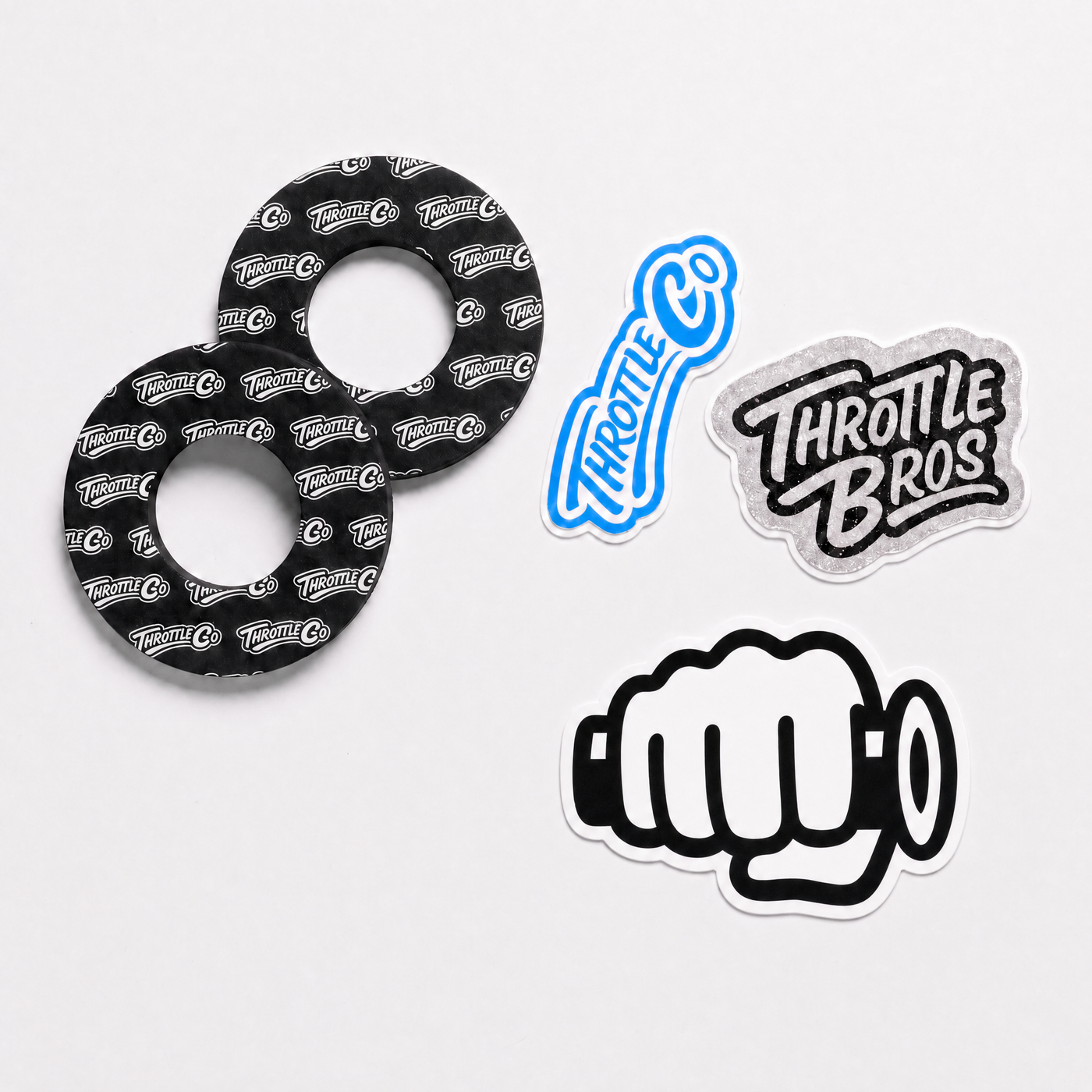 Throttle Co Brand Pack — grip donuts and sticker pack for Surron and Talaria