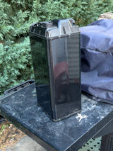 Carbon fiber battery wrap for Surron and Talaria — far corner view