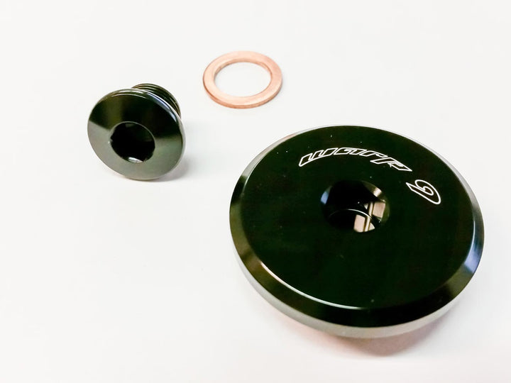Suzuki DR650 / DRZ400 billet engine plug set — black anodized