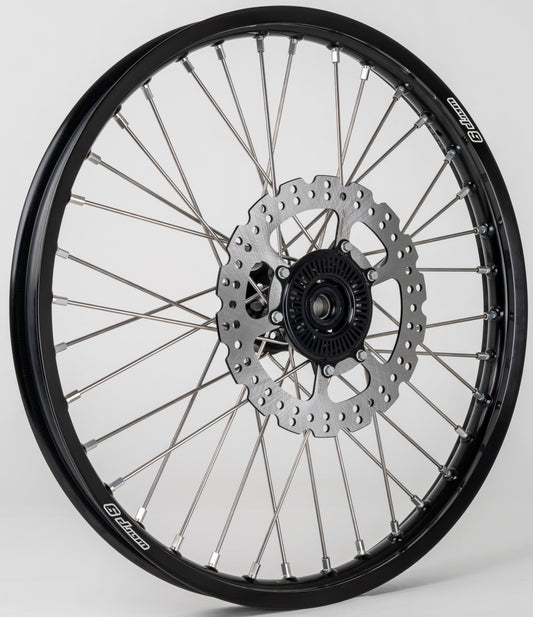 Warp 9 21-inch front wheel for Surron Ultra Bee — fixed 240mm rotor with calibrated ABS ring
