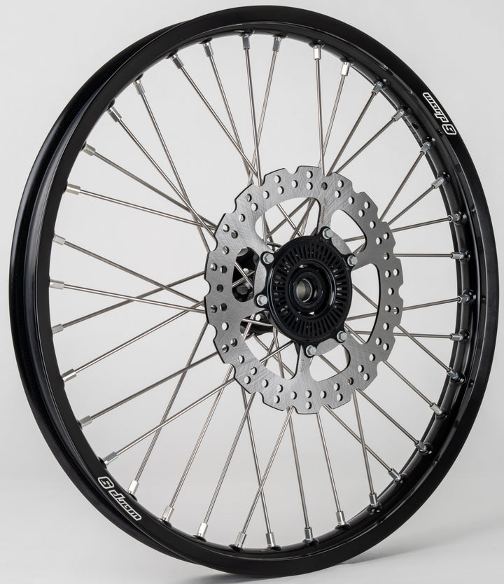 Warp 9 21-inch front wheel for Surron Ultra Bee — fixed 240mm rotor with calibrated ABS ring
