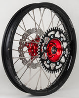 Warp 9 supermoto rear wheel for Honda CRF — 240mm rotor with red anodized hub and choice of sprocket
