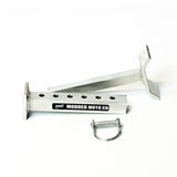 Adjustable Fork Saver — side profile installed on inverted e-moto fork legs alternate view
