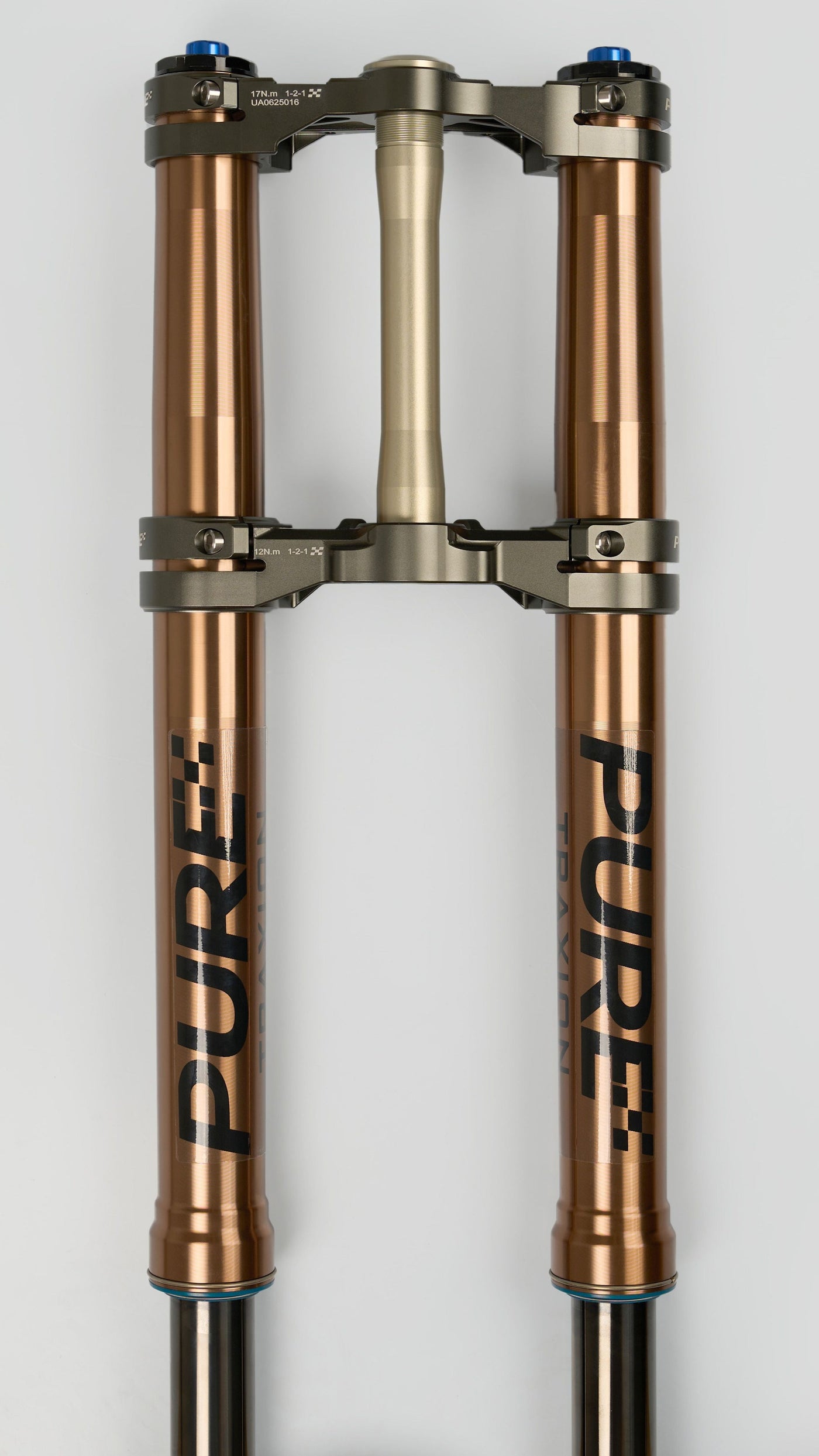 Pure Racing TRAXION Fork for Surron Ultra Bee — installed side profile