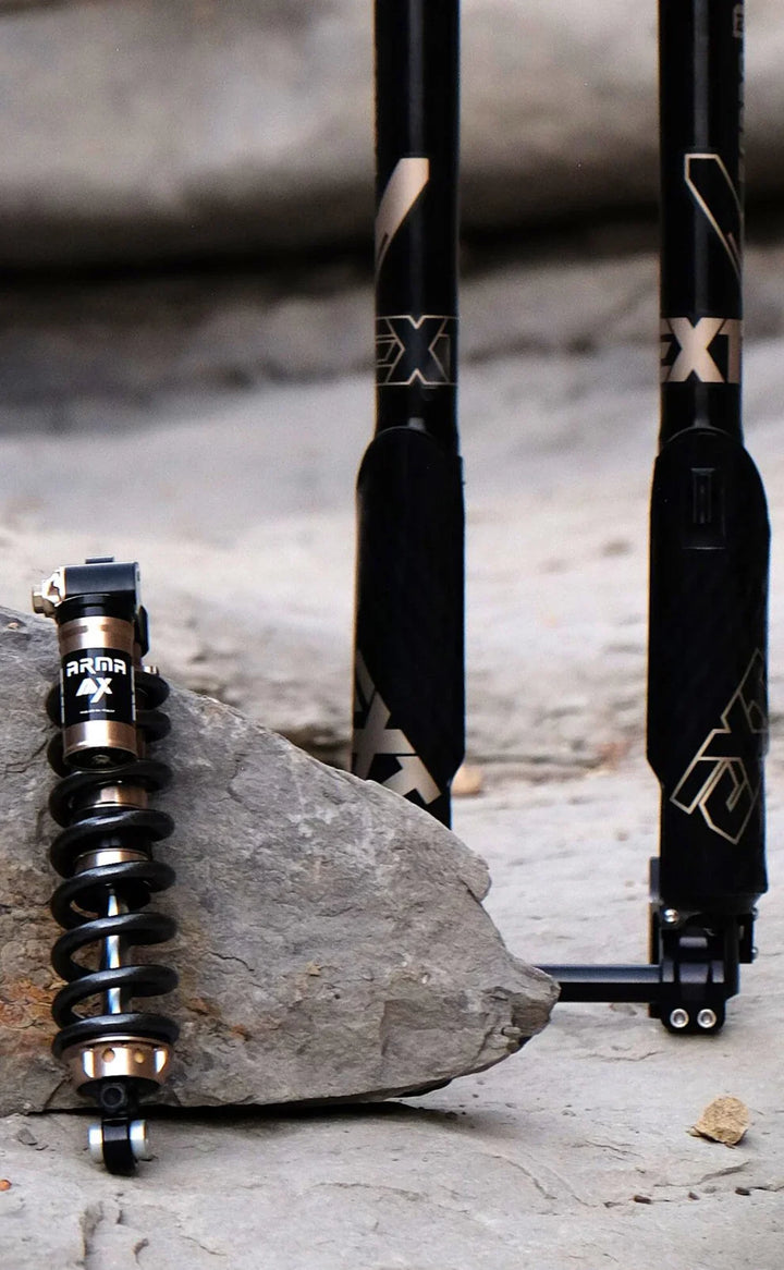 EXT Ferro fork and Arma MX rear shock bundle for Surron and Talaria — complete suspension upgrade set