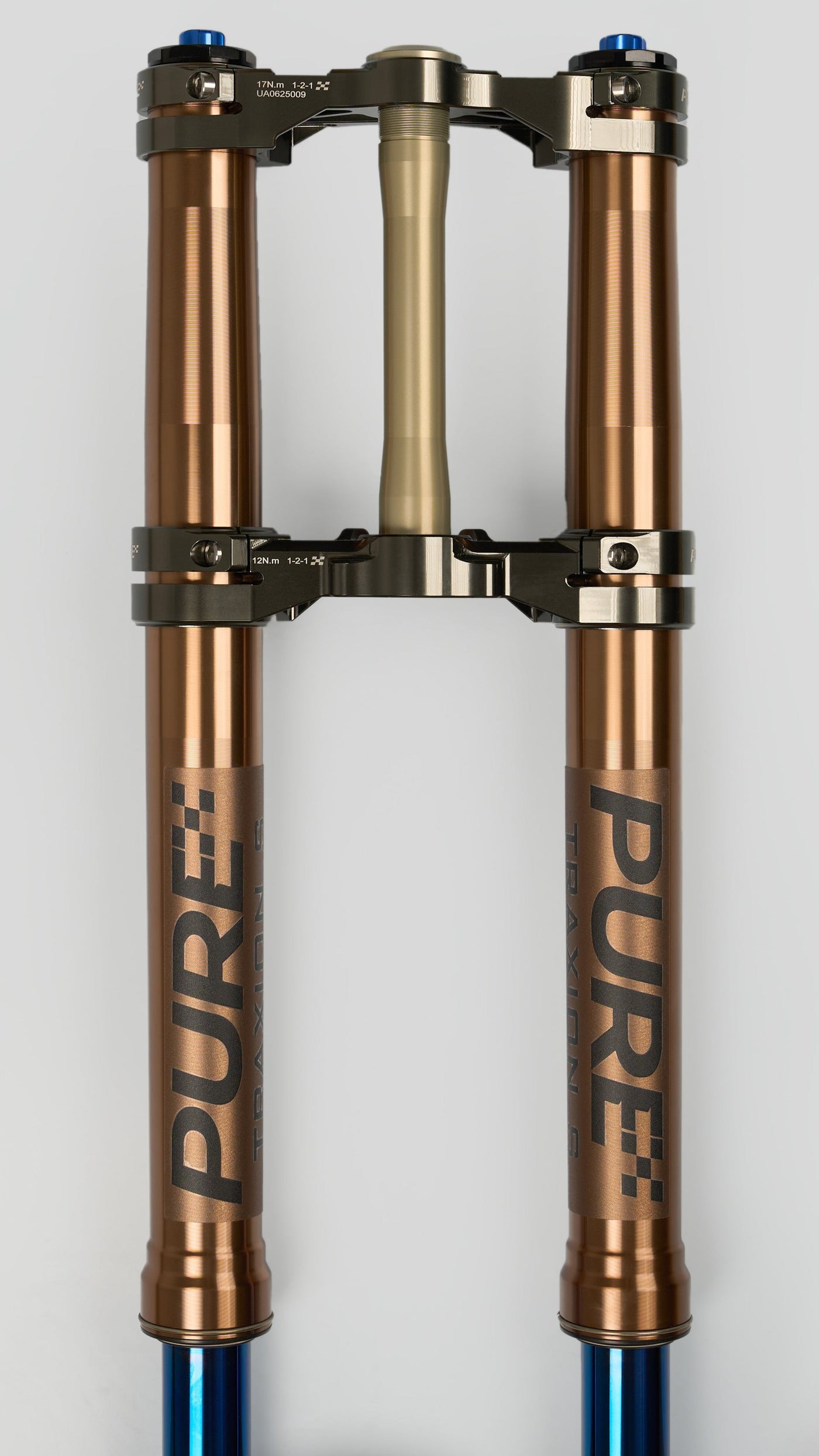 Pure Racing Komodo Titanium Forks for Sur-Ron Ultra Bee — assembly side view