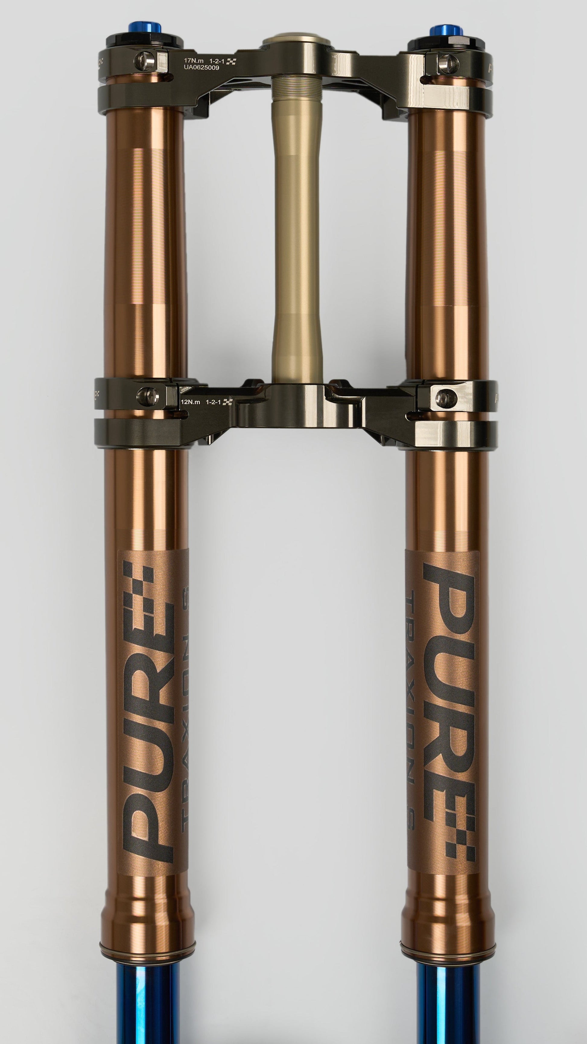 Pure Racing Komodo Titanium Forks for Sur-Ron Ultra Bee — assembly side view