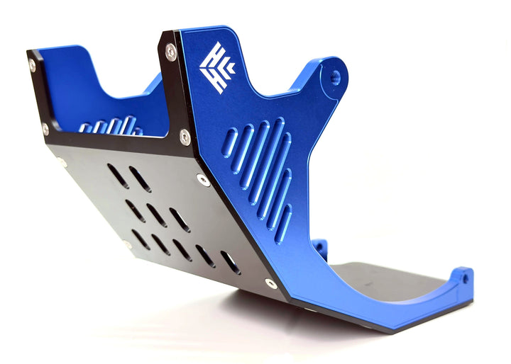 Heavy Hitter skid plate for E-Ride Pro — blue anodized