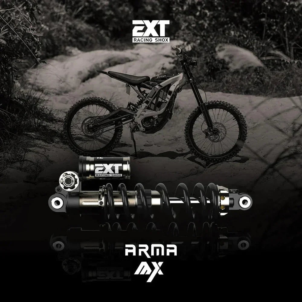 EXT Arma MX rear shock — rebound adjuster knob close-up