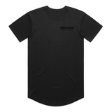 Throttle Co Electric Dirt Bike Barcode Tag Tee in black, front flat lay