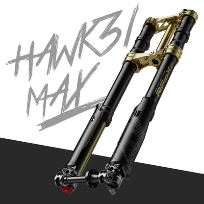 RFloXa Hawk31 Max gold front fork for Surron LBX and Talaria — 37mm inverted fork with gold CNC triple clamp kit