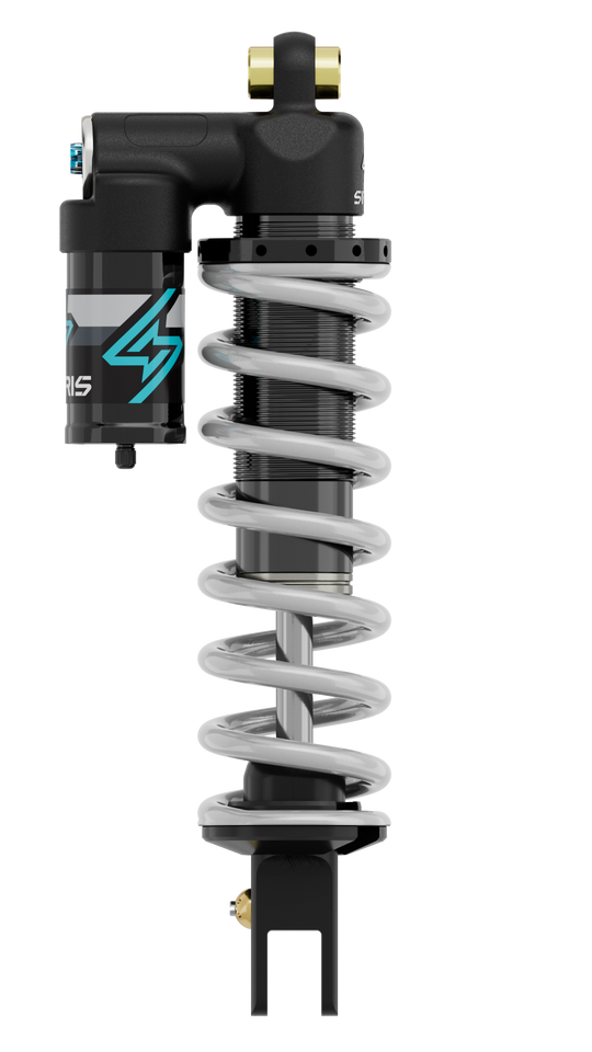 Sirris R46 shock for Surron Ultra Bee reservoir and body detail