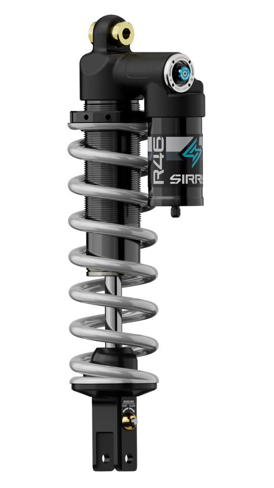Sirris R46 Ultra Bee shock spring and adjuster close-up