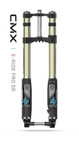 Sirris F43 CMX Front Fork for E-Ride Pro SR — closed-cartridge fork installed view