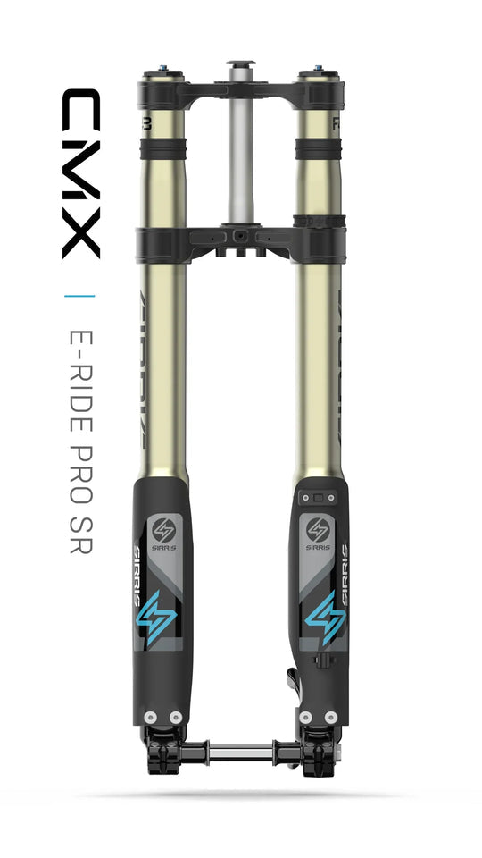 Sirris F43 CMX Front Fork for E-Ride Pro SR — closed-cartridge fork installed view