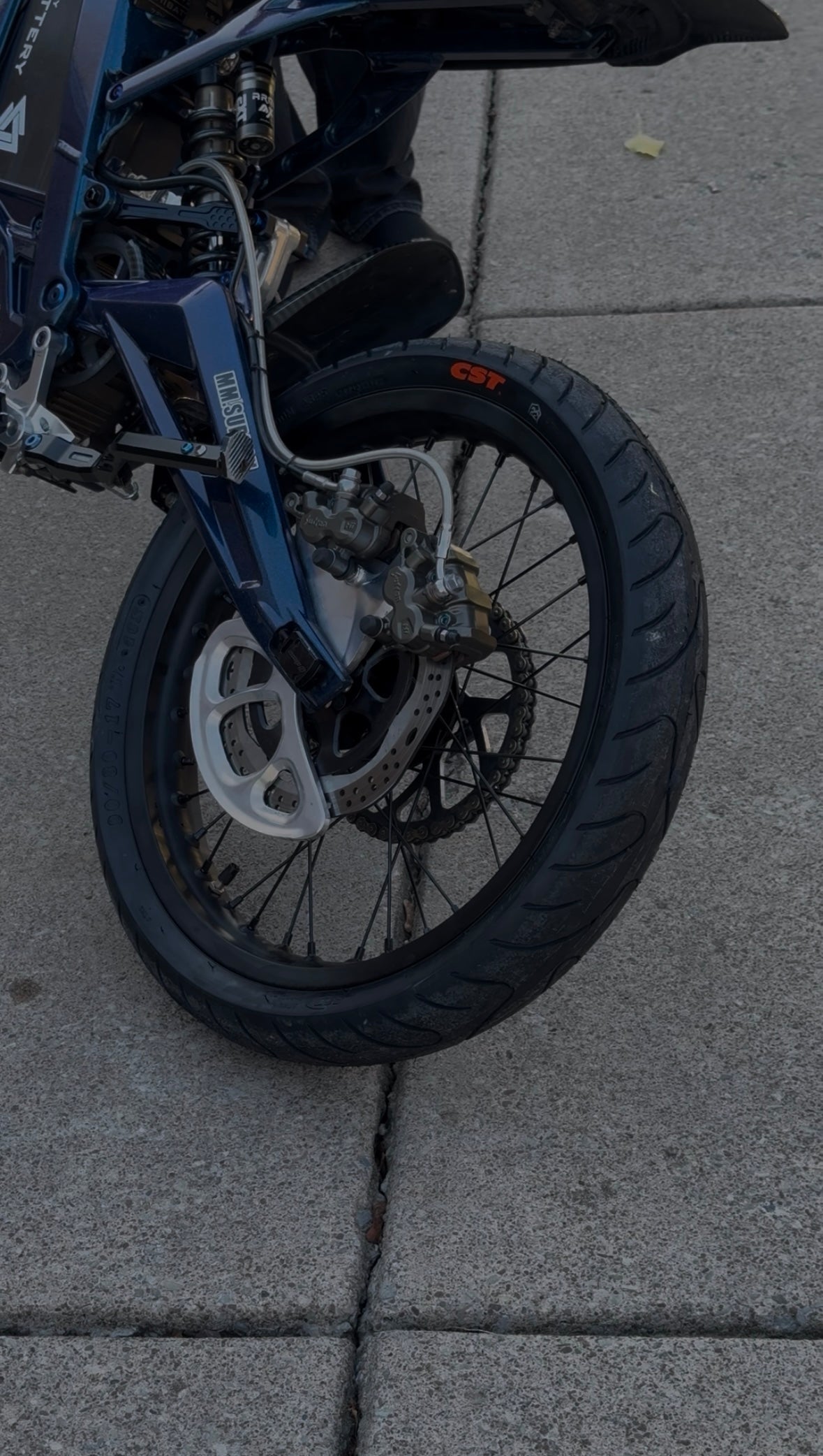 Surron LBX CST Supermoto Wheel Set — stainless spokes detail | ThrottleCo