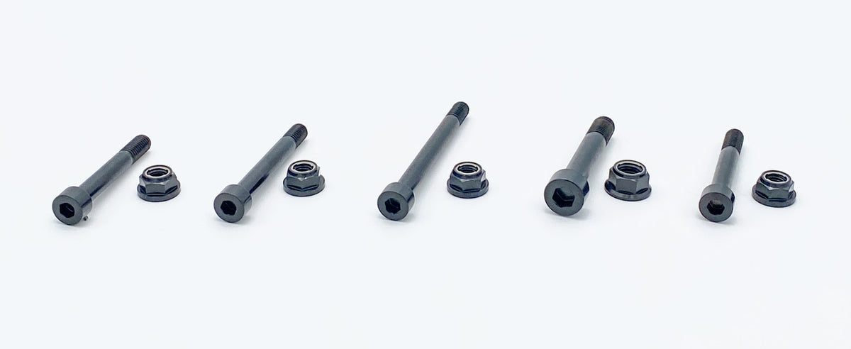 Warp 9 12.9 cryo-treated rear linkage bolt kit for Talaria Sting MX3 MX4 MX5 — 5-bolt set with Fuji lock nuts, 3-4x stronger than OEM