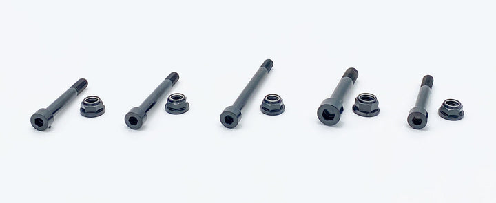 Warp 9 12.9 cryo-treated rear linkage bolt kit for Talaria Sting MX3 MX4 MX5 — 5-bolt set with Fuji lock nuts, 3-4x stronger than OEM