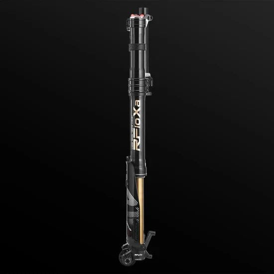 RFloXa Hawk31 Max fork — compression adjuster and crown assembly close-up