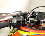 Warp 9 Helmet Hook for Surron Light Bee X — installed on handlebar