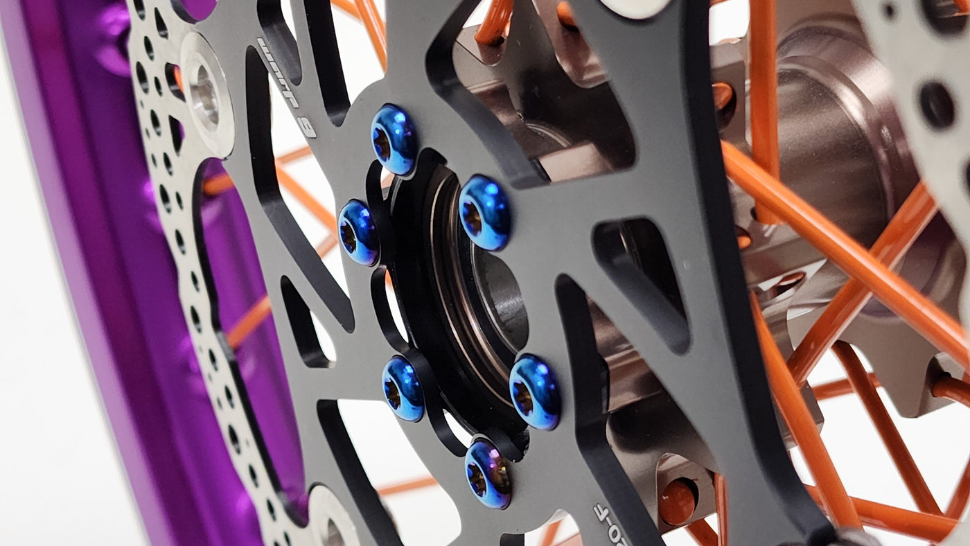 Warp 9 Boost Spacer Titanium Rotor Bolts for Surron & Talaria — burnt blue set