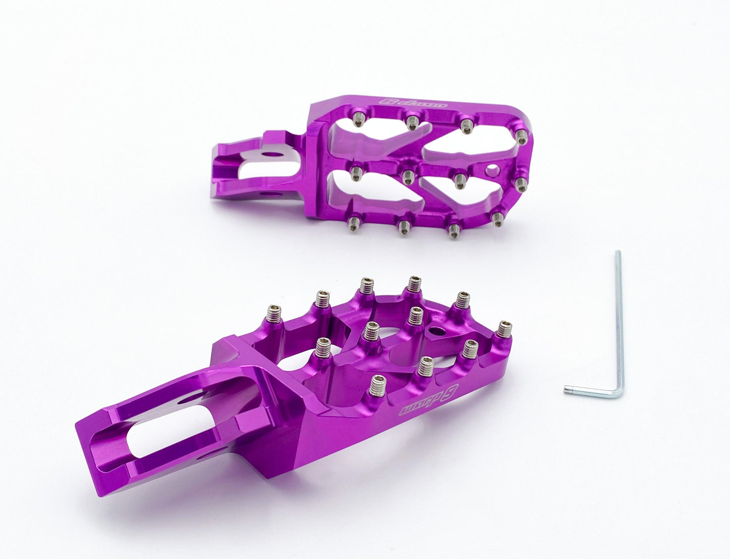 Warp 9 Ultra Bee Elite Foot Pegs — complete hardware kit with mounting fasteners