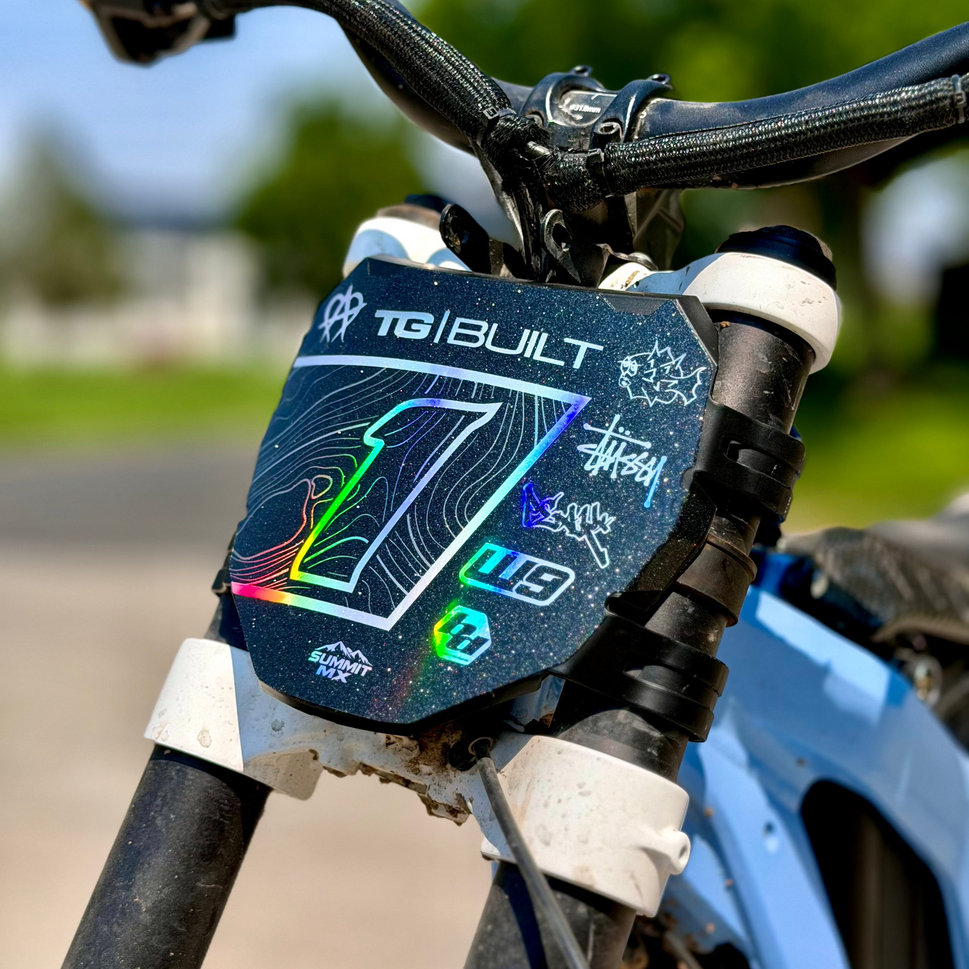 Switchback Decal for ODI number plate — installed on bike number plate