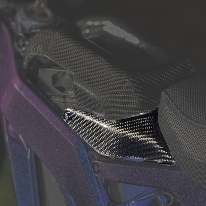E-Ride Pro Carbon Fiber Battery Lid Lock — installed on E-Ride Pro frame