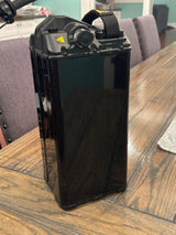 E-Bike invisible Vantablack battery wrap — rider POV showing stealth profile