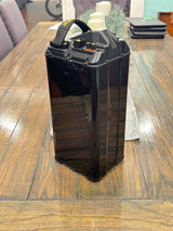 E-Bike invisible Vantablack battery wrap — ultra-matte black vinyl on 72V battery