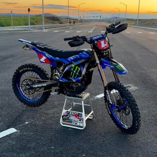 Surron Ultra Bee moto inspired graphics kit by Summit MX — installed on bike