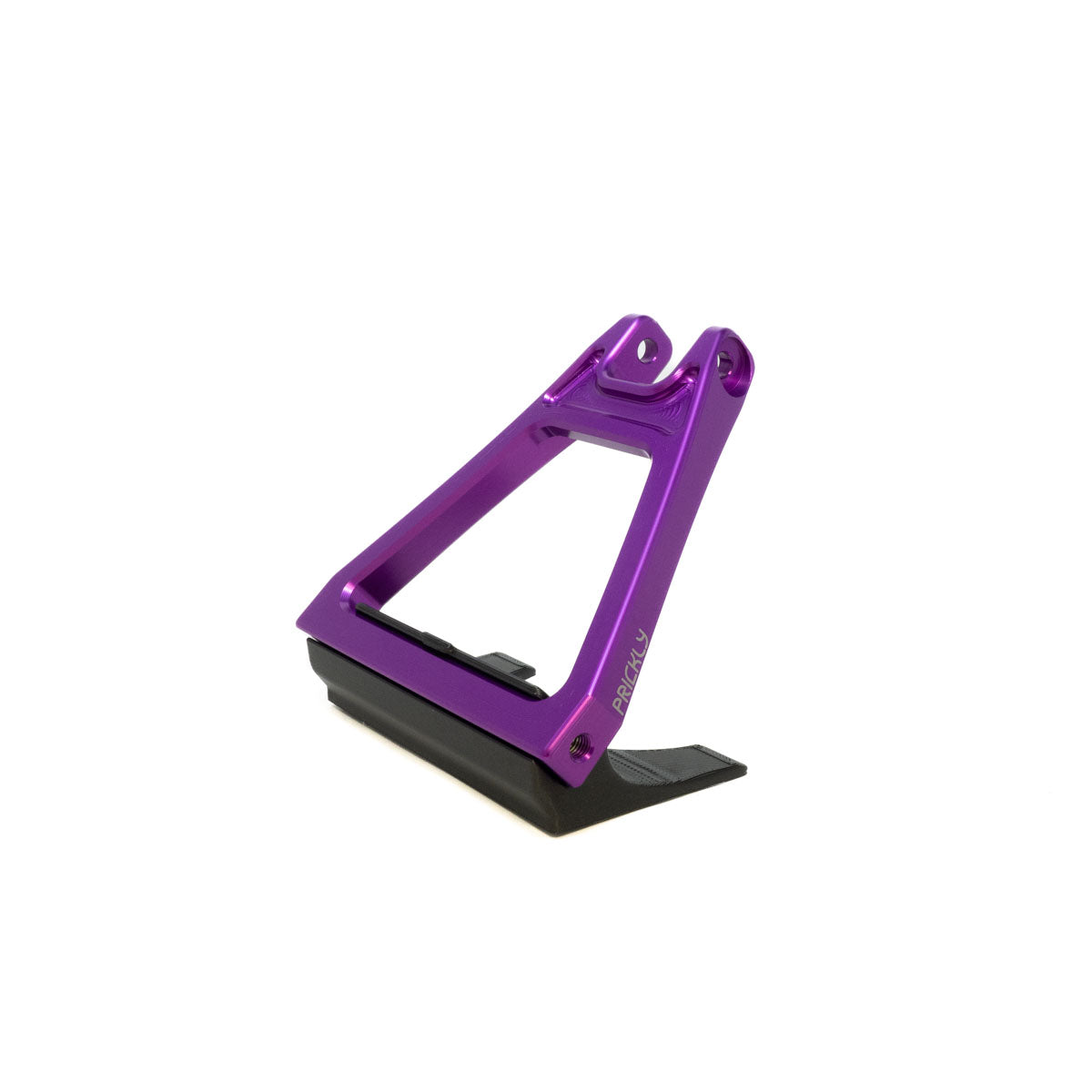 Prickly suspension triangle for Surron LBX, front view — 5-axis milled 7075 aluminum