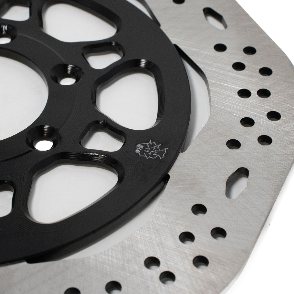 Prickly 240mm floating rotor for Surron — installed on rear wheel