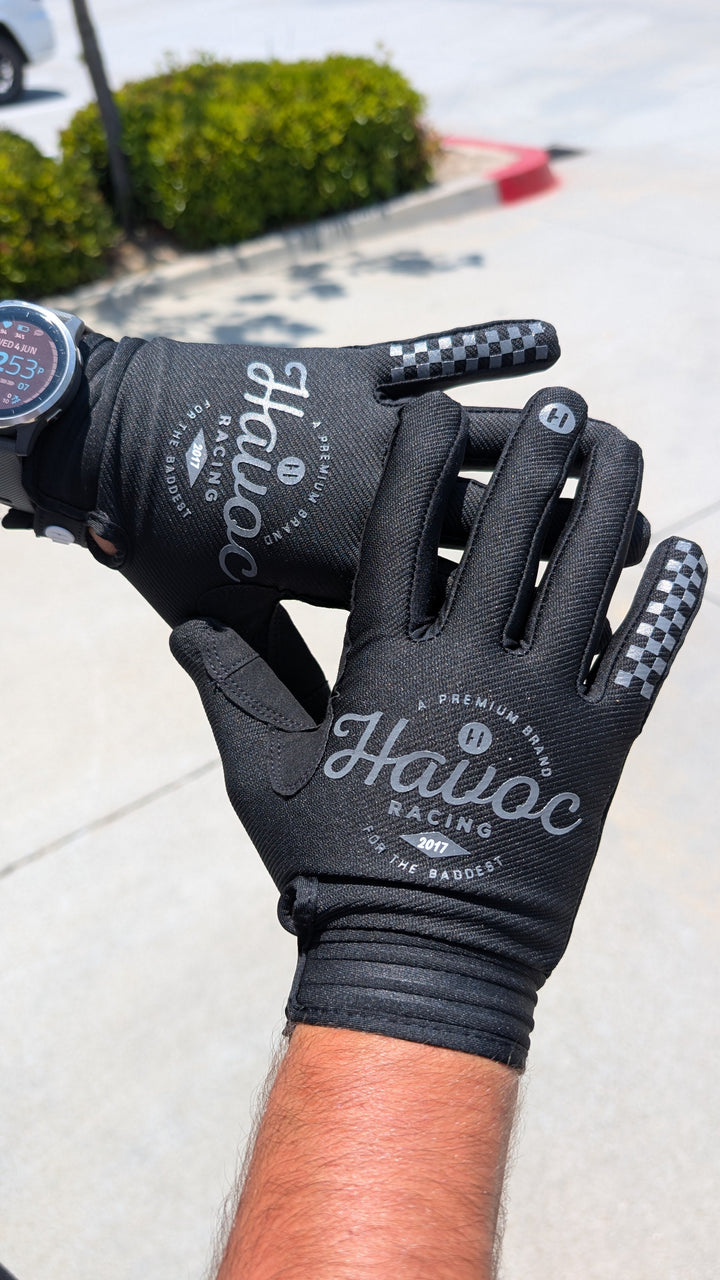 Havoc Moto Gloves — silicone grip palm and touchscreen fingertip detail