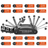 ROCKBROS 16-in-1 folding tool with hex keys and sockets for e-moto maintenance