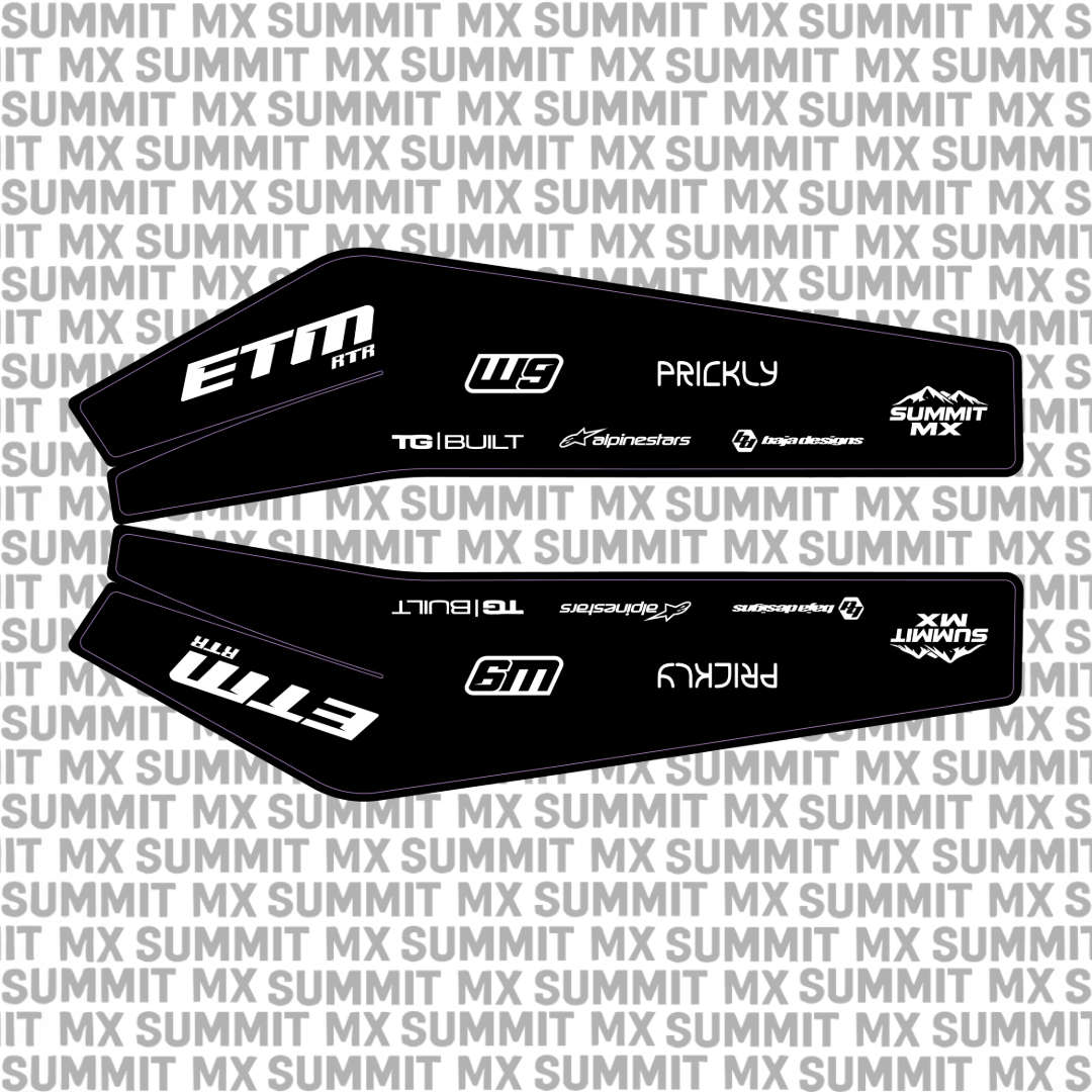 ETM RTR swing arm decal by Summit MX — Standard full-logo style