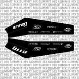 ETM RTR swing arm decal by Summit MX — Standard full-logo style