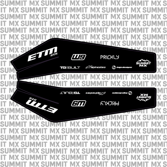 ETM RTR swing arm decal by Summit MX — Standard full-logo style