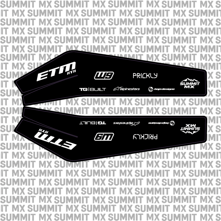 ETM RTR swing arm decal by Summit MX — Standard full-logo style