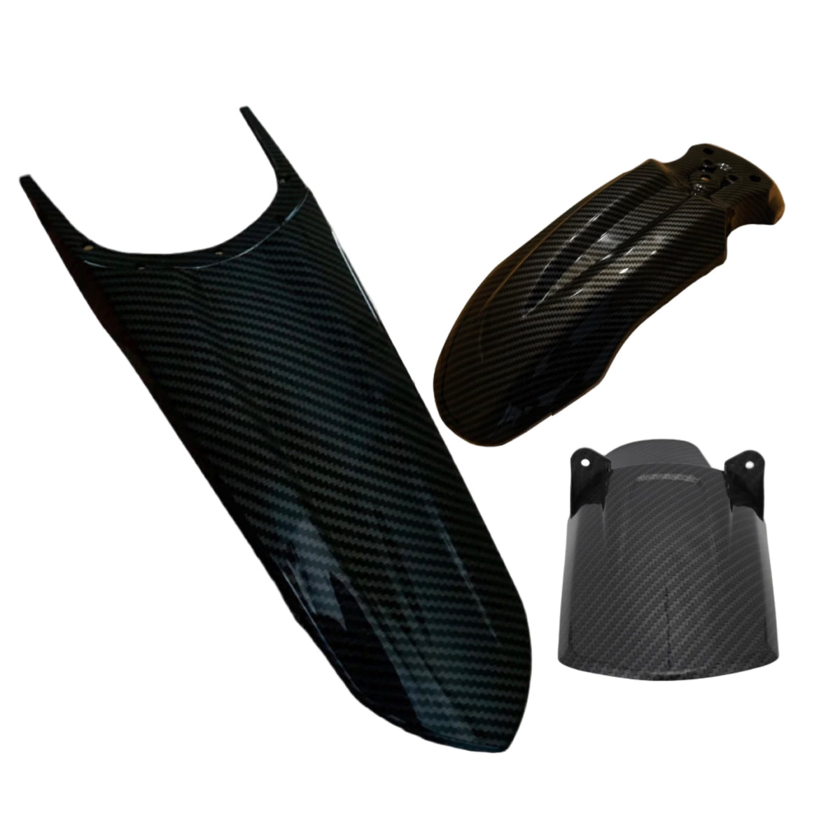 Tuttio Upgraded Fender Kit for CRF-based e-motos — carbon finish mud guard
