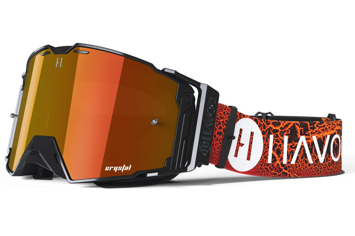 Red Dragon Helios offroad goggle by Havoc for Surron and Talaria riders — magnetic quick-change lens