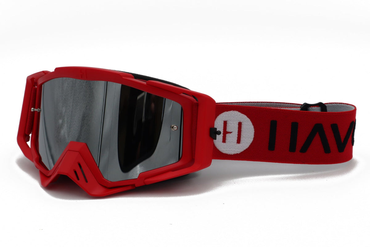Blaze Havoc Goggle for Surron and Talaria riders — red frame lens view
